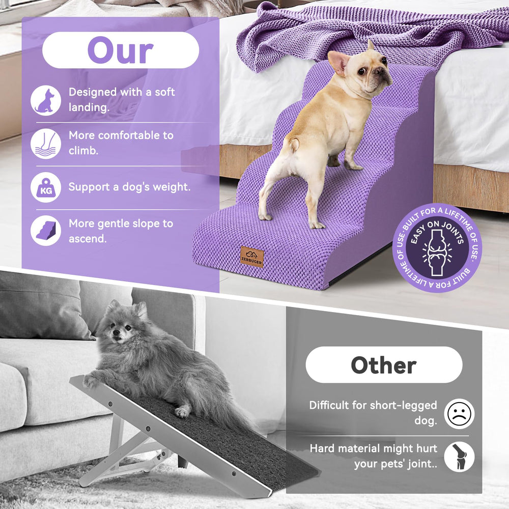 Zerbuger cat stairs with foam feel soft yet sturdy for small pets.