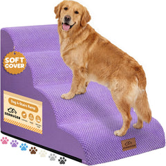 Zerbuger 3-step dog ramp for chairs enhances easy sofa access and climbing.