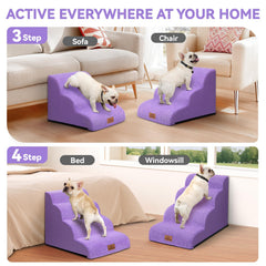 Zerbuger 4-step dog ramp for high beds provides stable ascent for seniors.