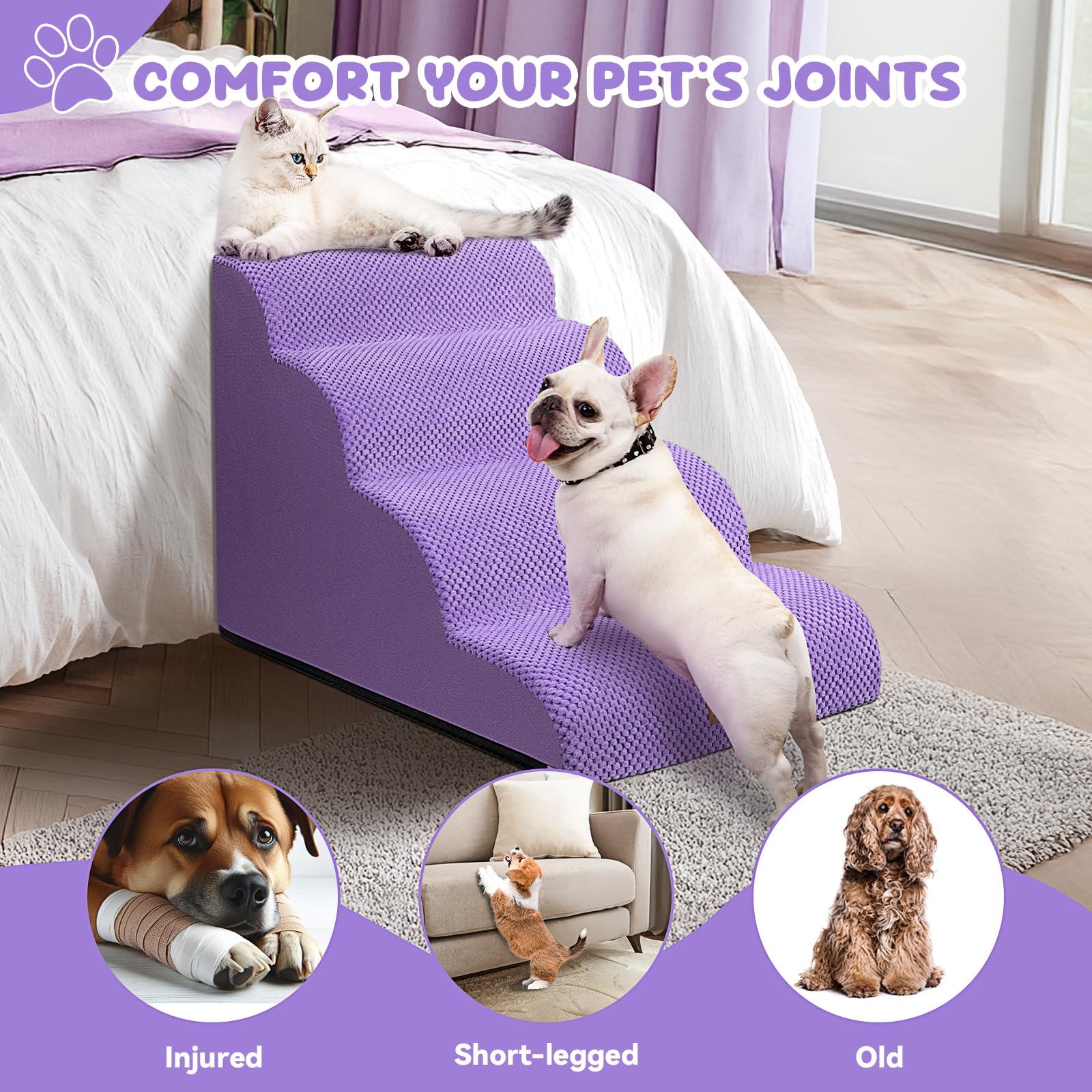 Zerbuger dog ramp with anti-slip base ensures solid footing on floors.