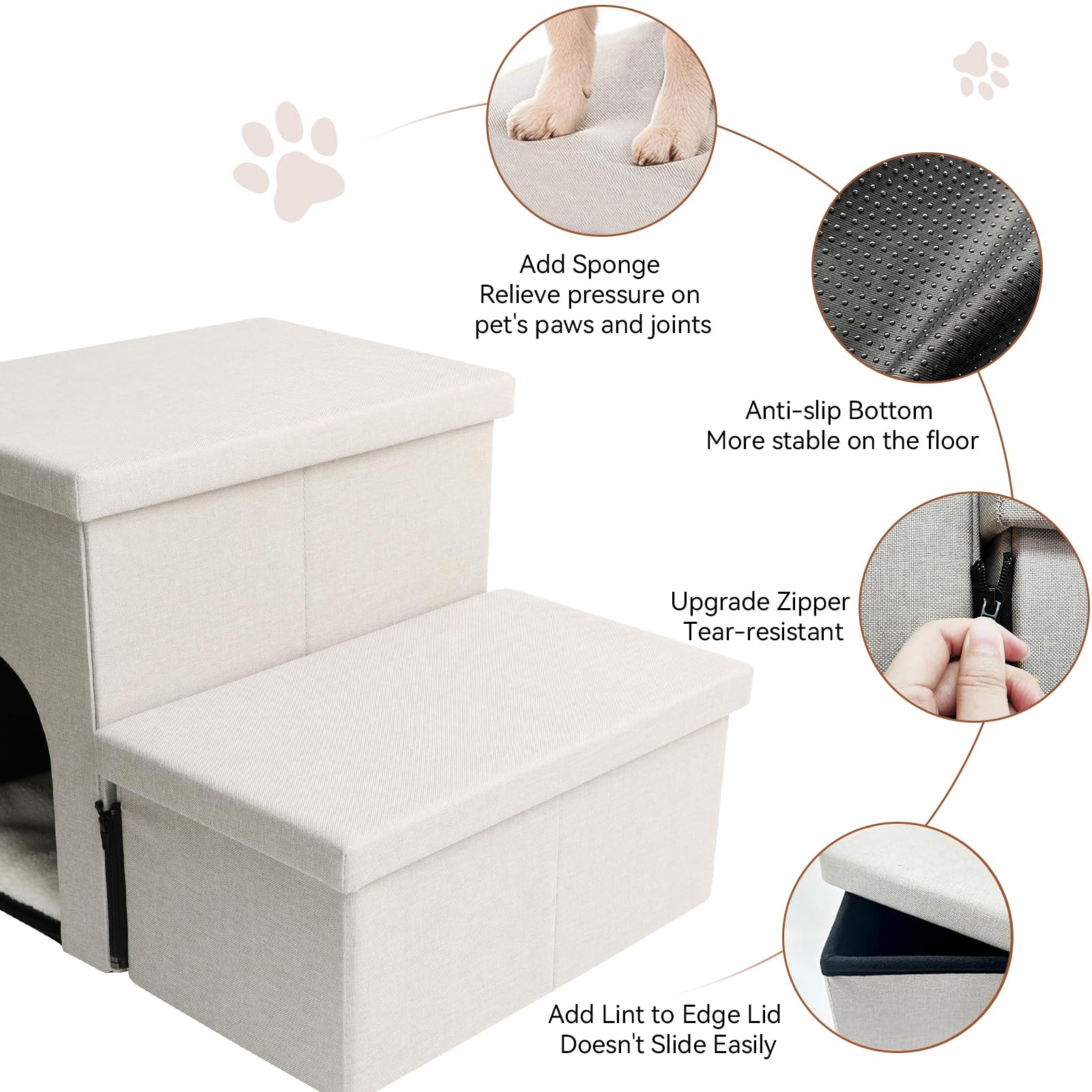 Zerbuger dog stairs assembly-foldable allow quick setup and compact storage.