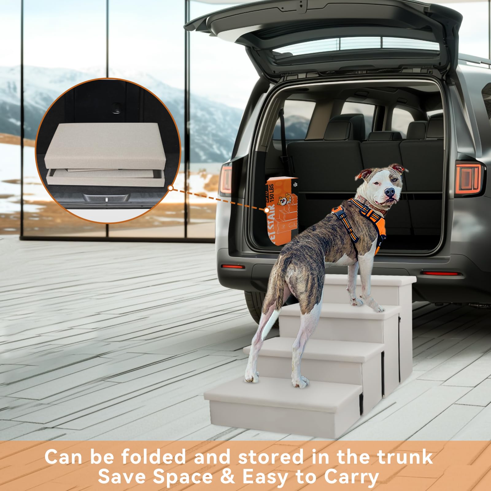 Zerbuger Dog Stairs assembly instructions enable tool-free setup.