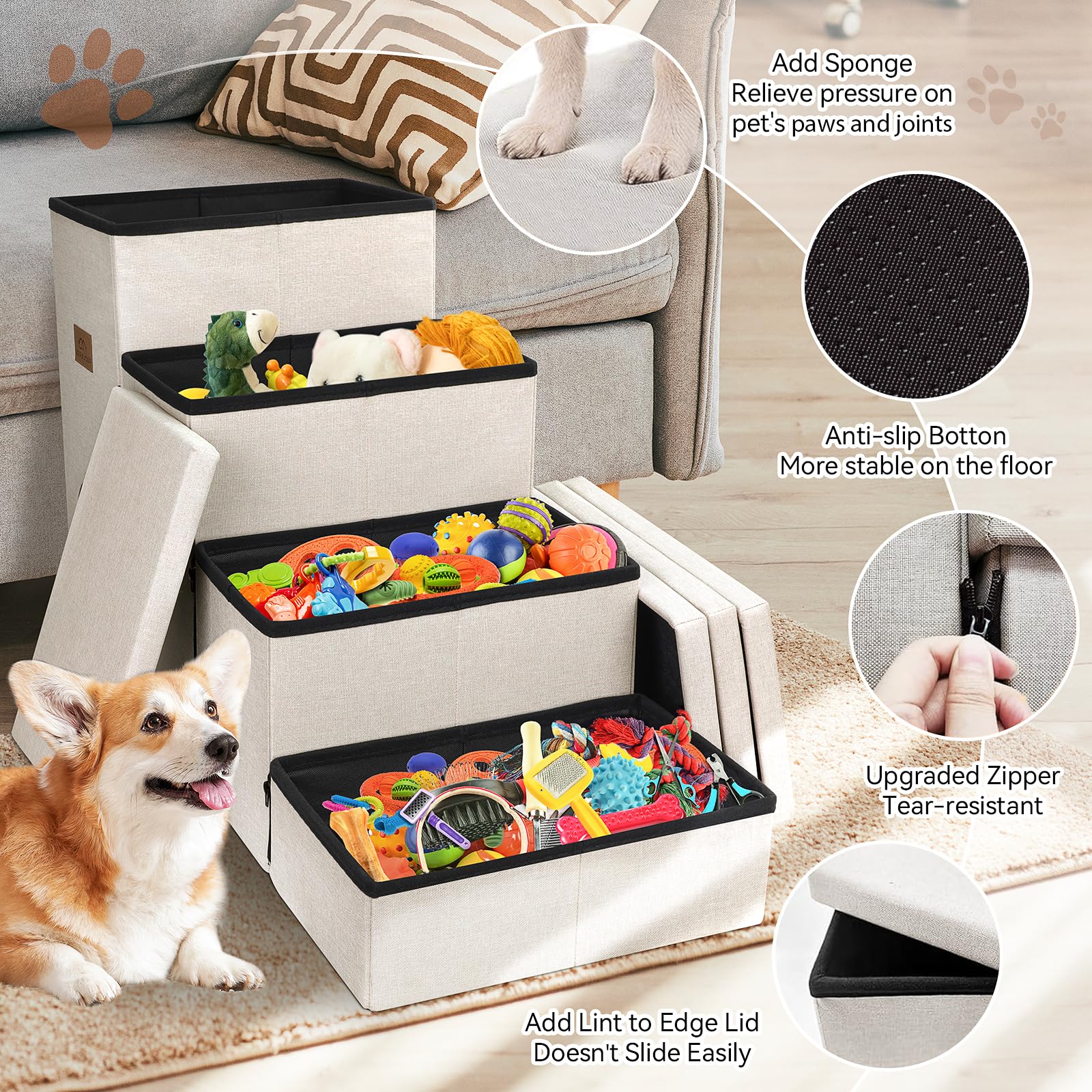 Zerbuger Dog Stairs folded storage design helps compact travel.