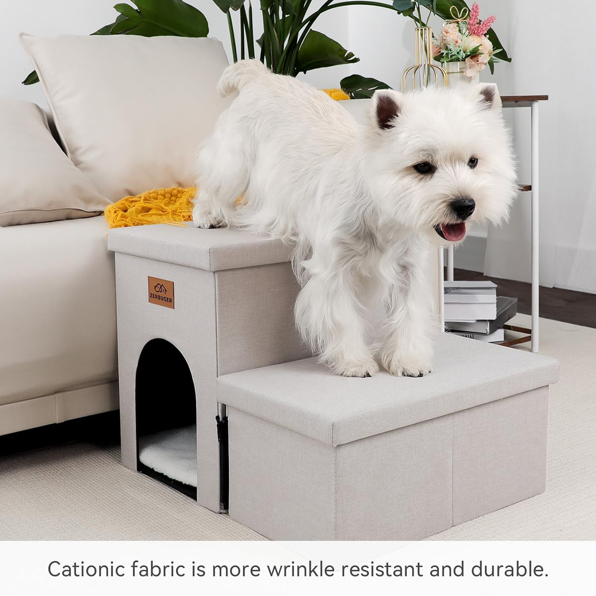 Zerbuger dog stairs non-slip-base prevents wobble on various floors.