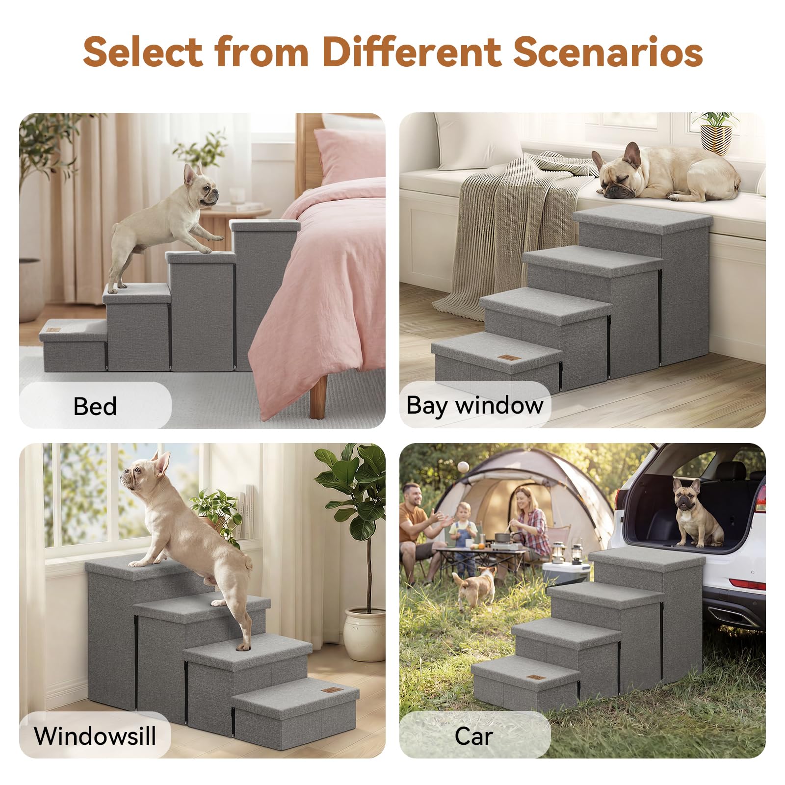 Zerbuger dog stairs folded for compact storage, saving space.