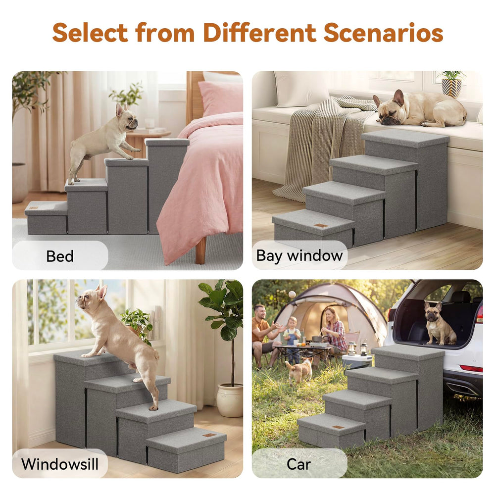 Zerbuger dog stairs folded for compact storage, saving space.