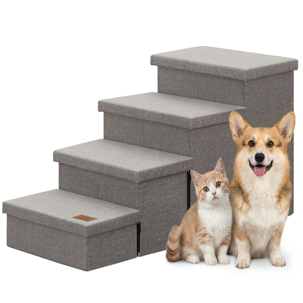 Zerbuger storage stairs front view emphasizes stability and wide steps for easy pet access.