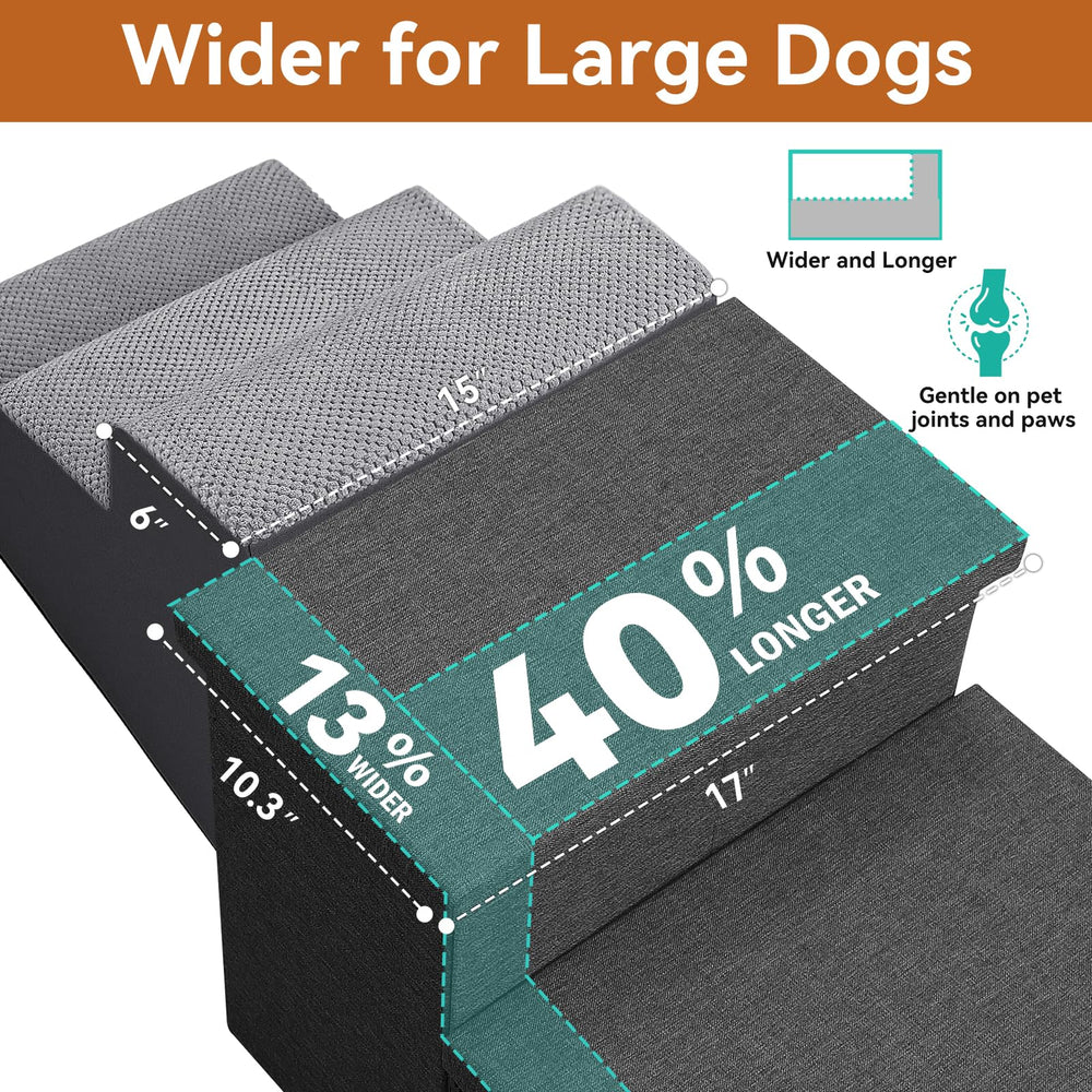 Zerbuger Dog Stairs Storage lid-open view shows removable storage for toys and accessories.