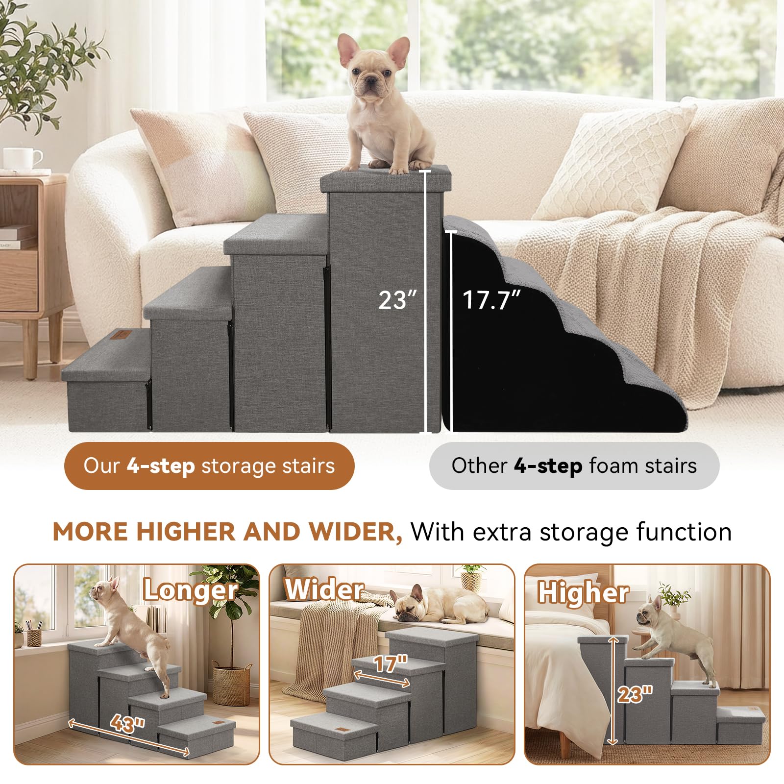 Zerbuger storage stairs top view highlights the four-step layout for easy access.