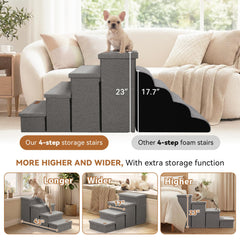 Zerbuger storage stairs top view highlights the four-step layout for easy access.