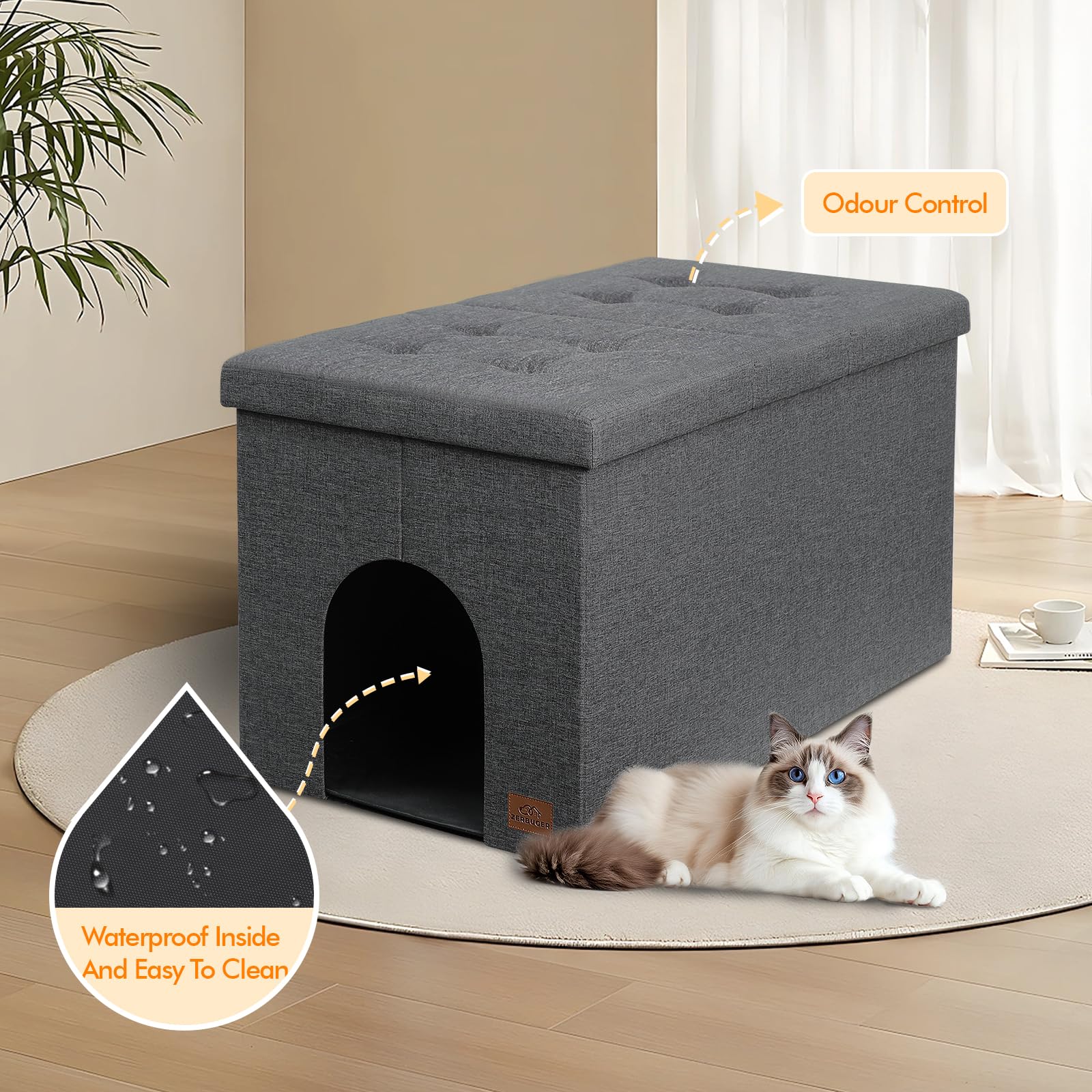 Zerbuger extra-large internal space accommodates larger cats for comfortable movement.