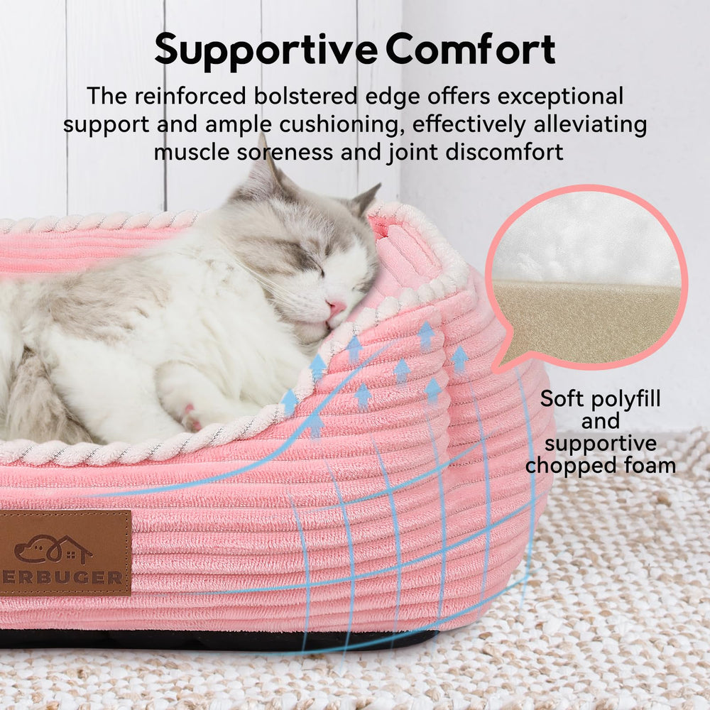 Zerbuger orthopedic bed pink, foam layer detail highlighting comfort and durable construction.