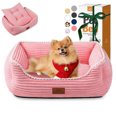Zerbuger orthopedic dog bed in pink, front view showing supportive structure for medium dogs.