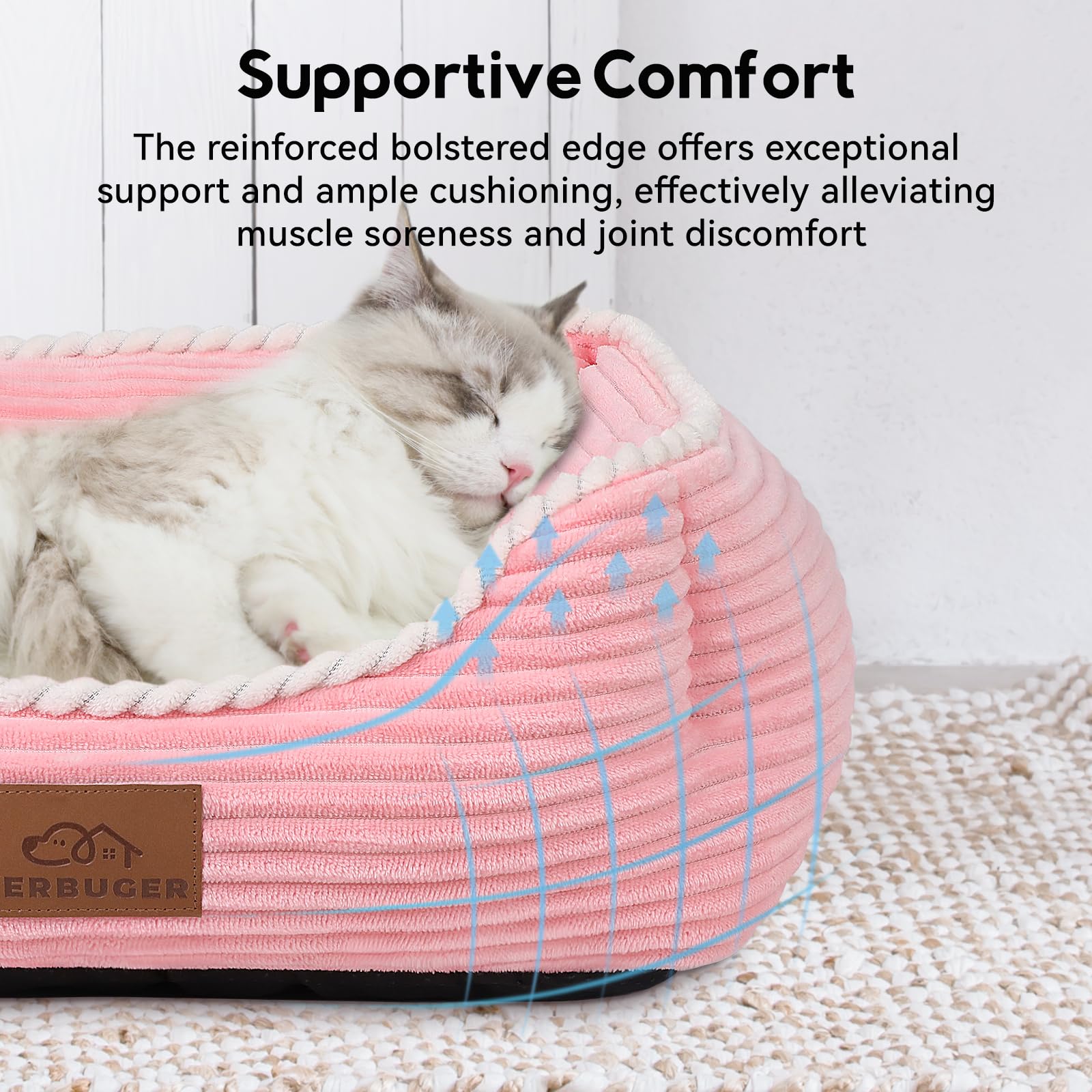 Zerbuger pet bed ultra-soft fabric for calm, restful naps.