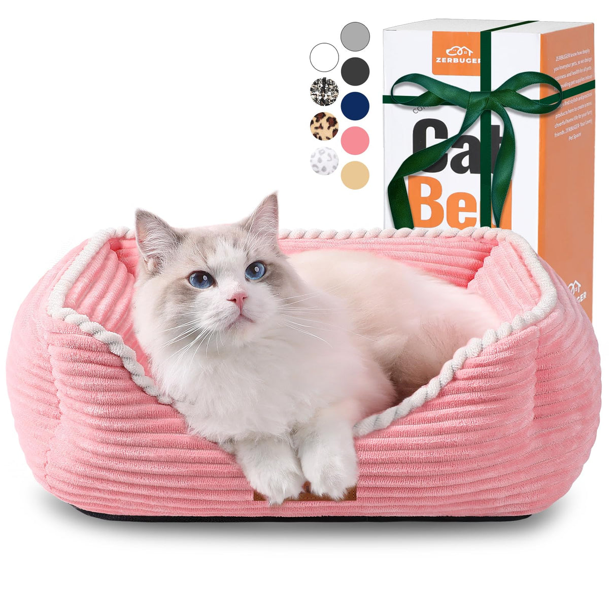 Zerbuger plush rectangle bed closeup showing ultra-soft fabric for cozy naps.