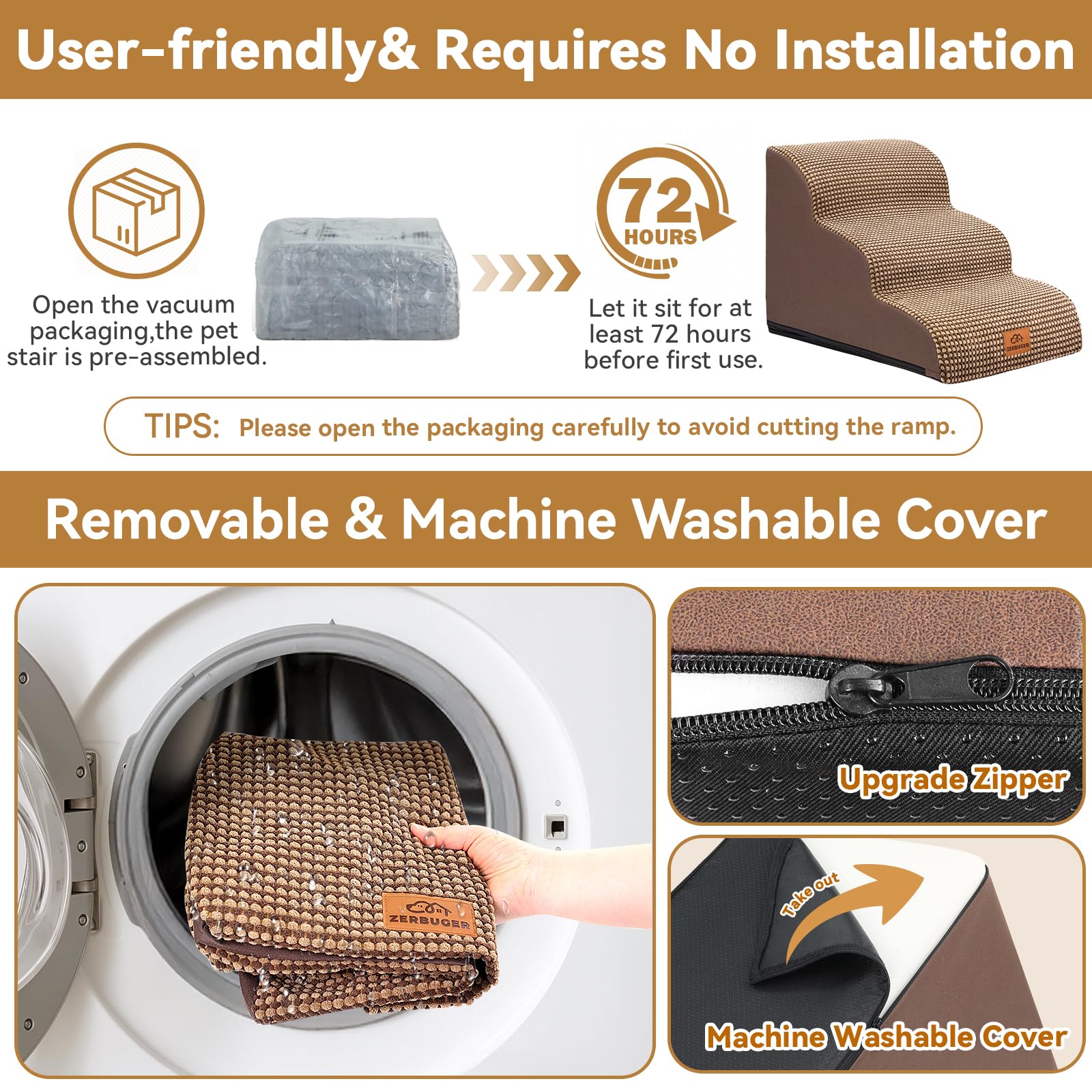 Zerbuger removable machine-washable cover makes cleaning easy.