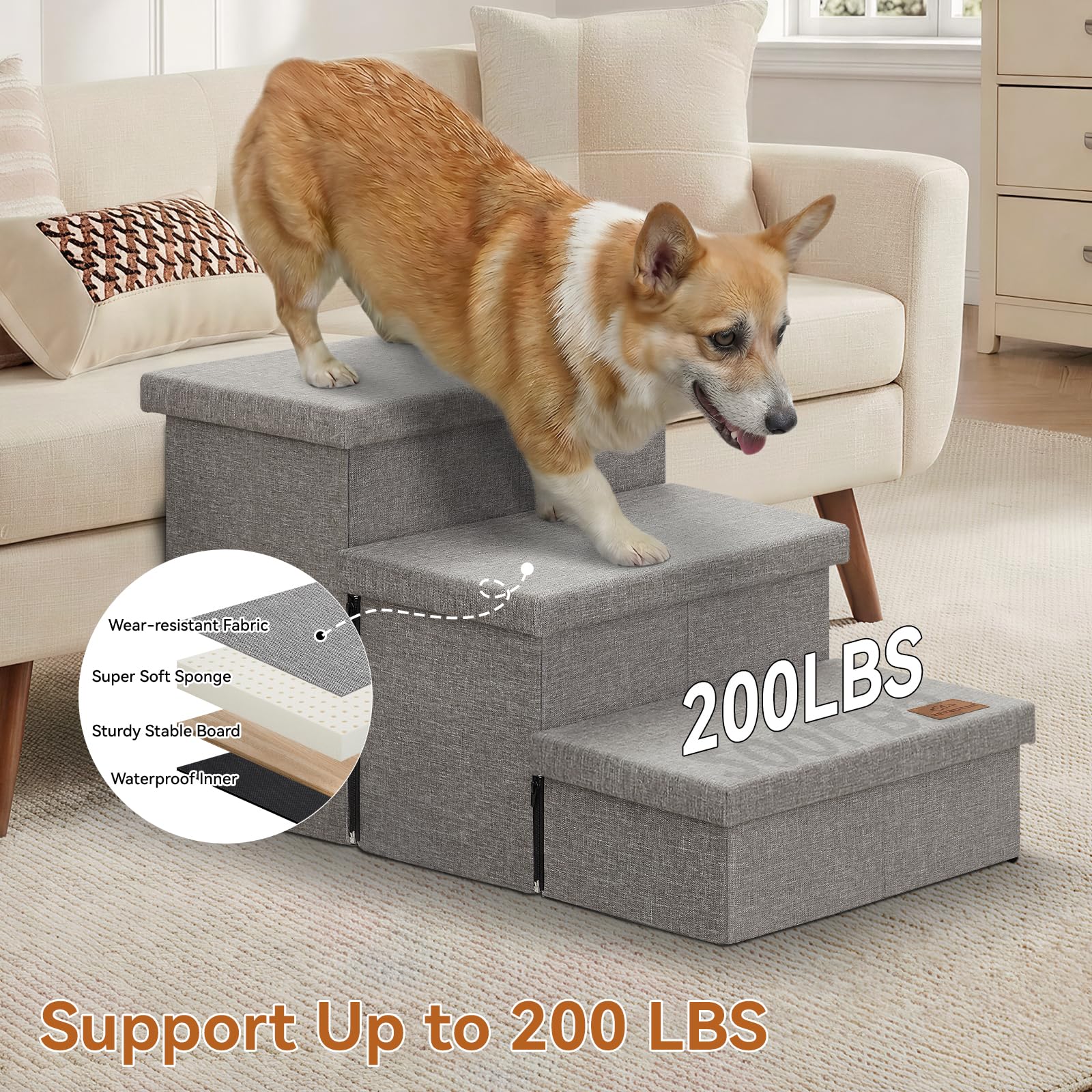 Zerbuger Wider Dog Ramp helps dogs reach a high bed safely.