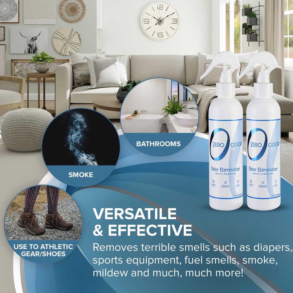 Zero Odor kitchen scene shows effective odor removal without masking fragrances