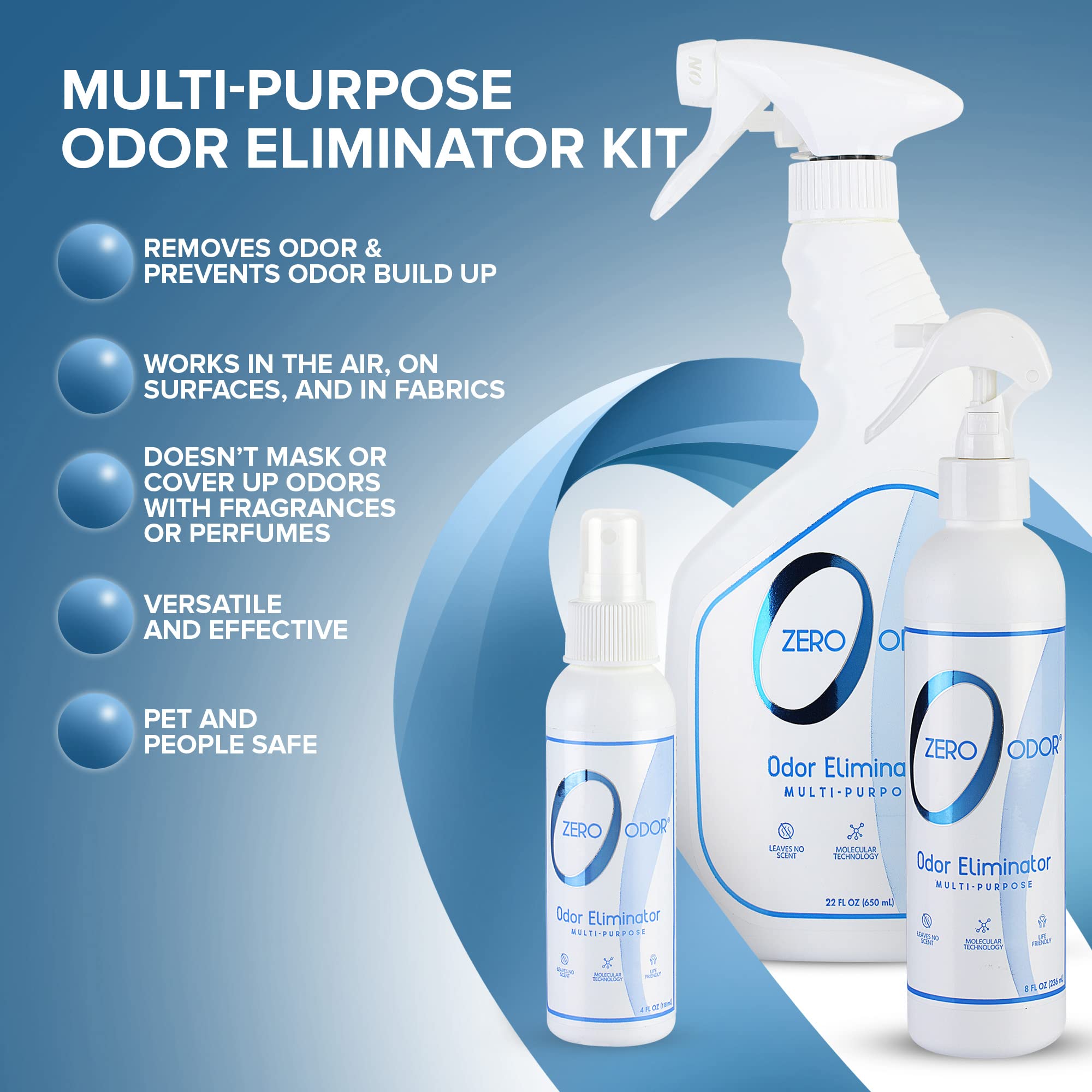 Zero Odor in kitchen setting neutralizes strong kitchen odors.