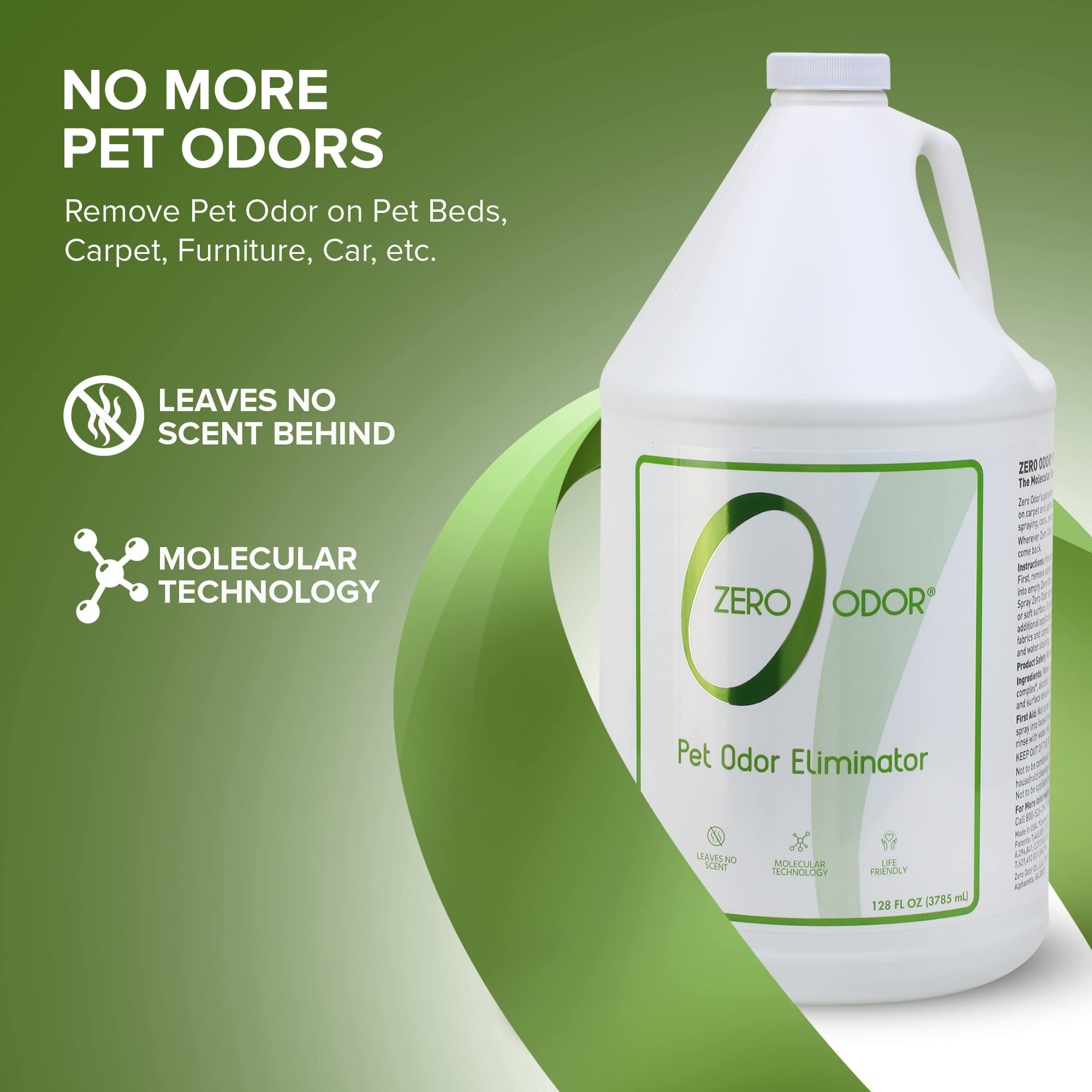 Zero Odor odor-neutralization technology visual demonstrates permanent odor removal without masking.