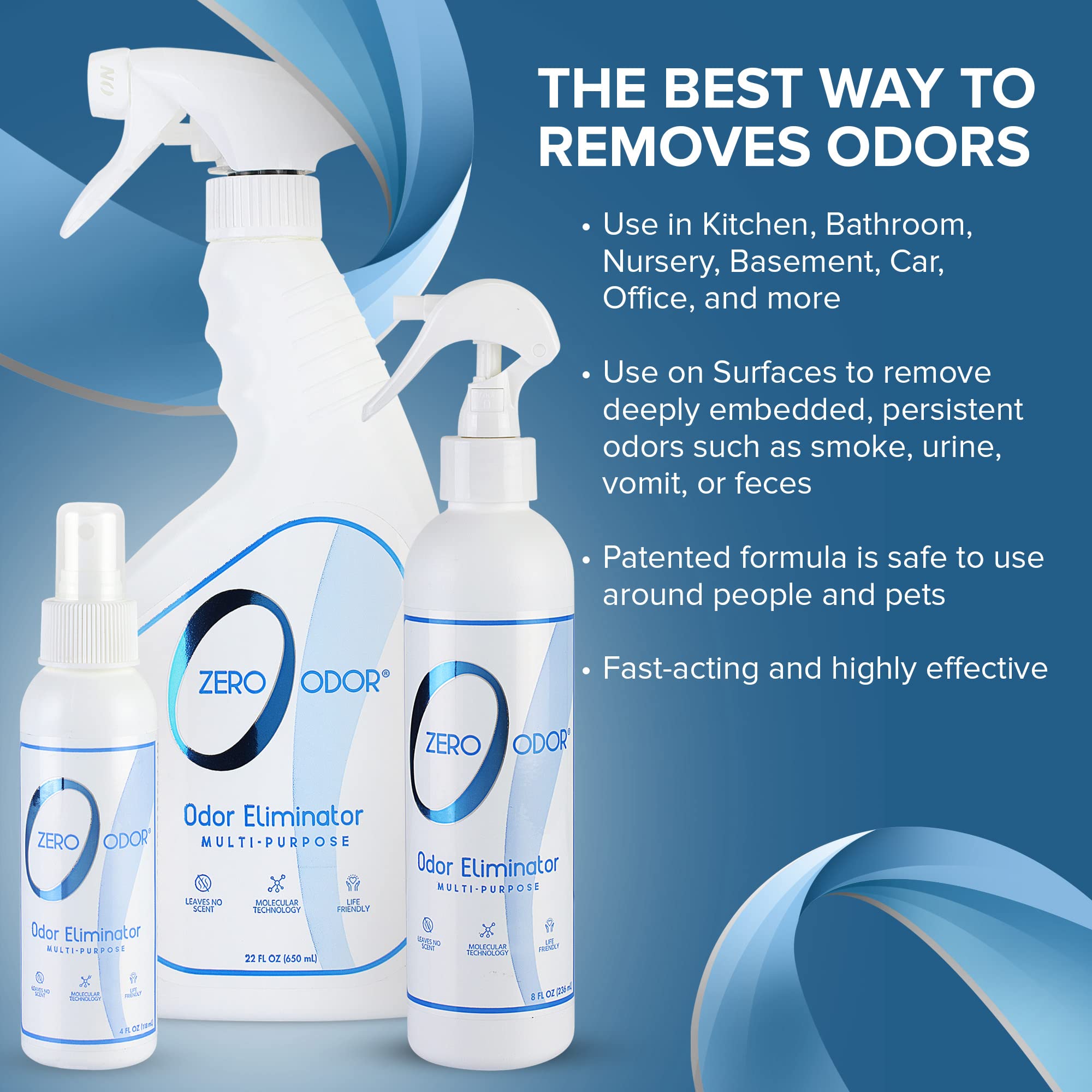 Zero Odor in bathroom setup eliminates odors safely.