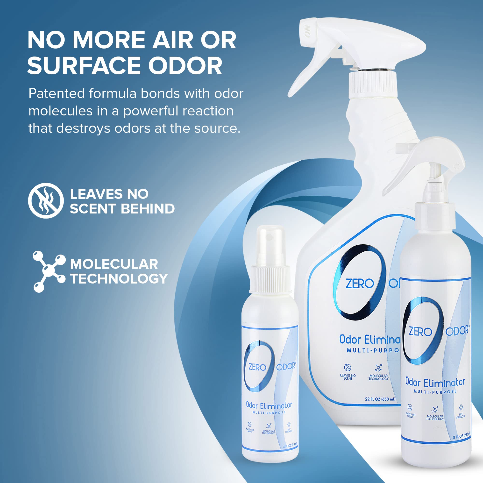 Zero Odor car interior removes lingering smells effectively.