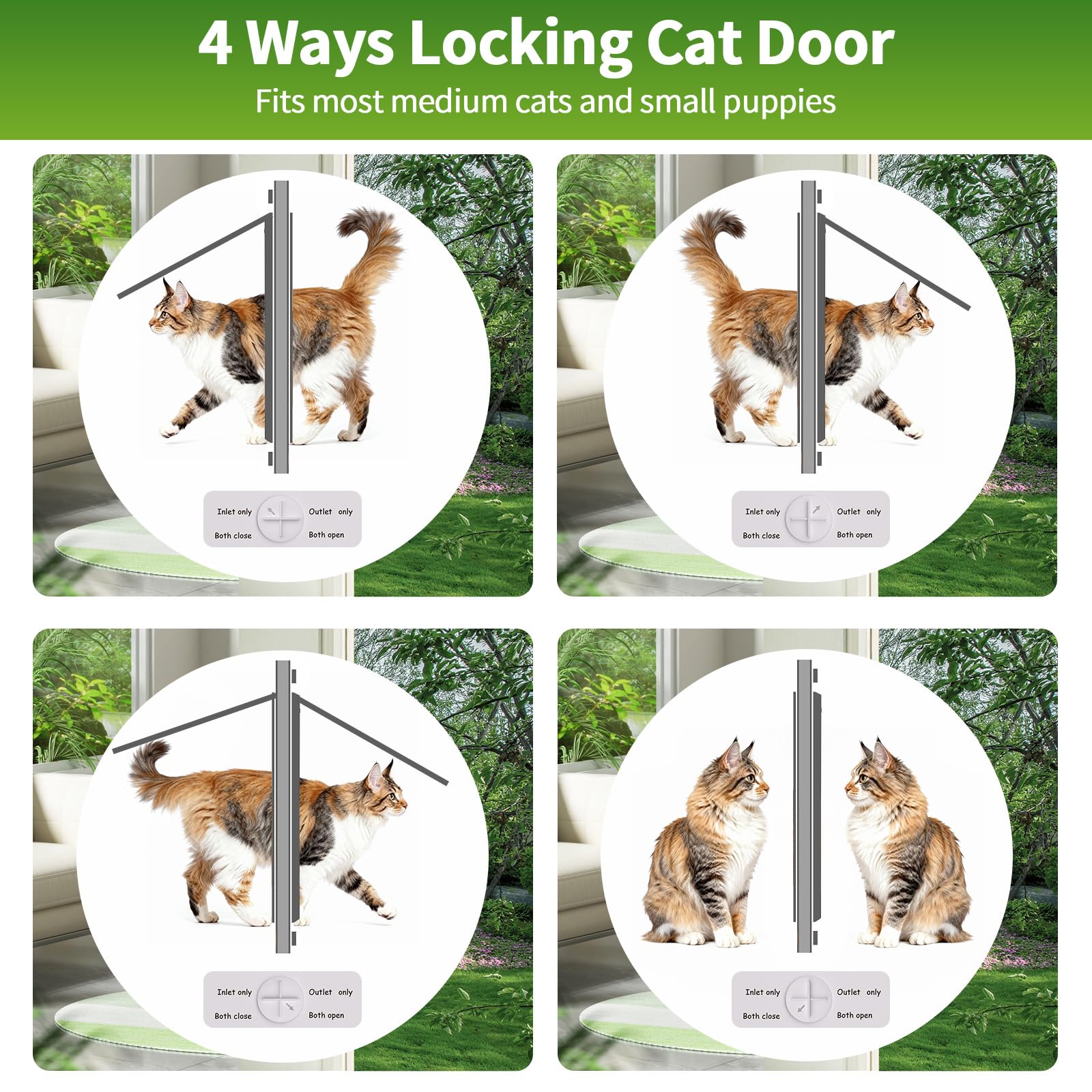 Zerzuo cat door in-window setup lets pets roam yard safely.