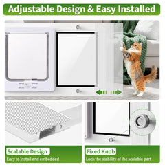 Zerzuo horizontal adjustable width cat door fits most medium cats and small dogs.