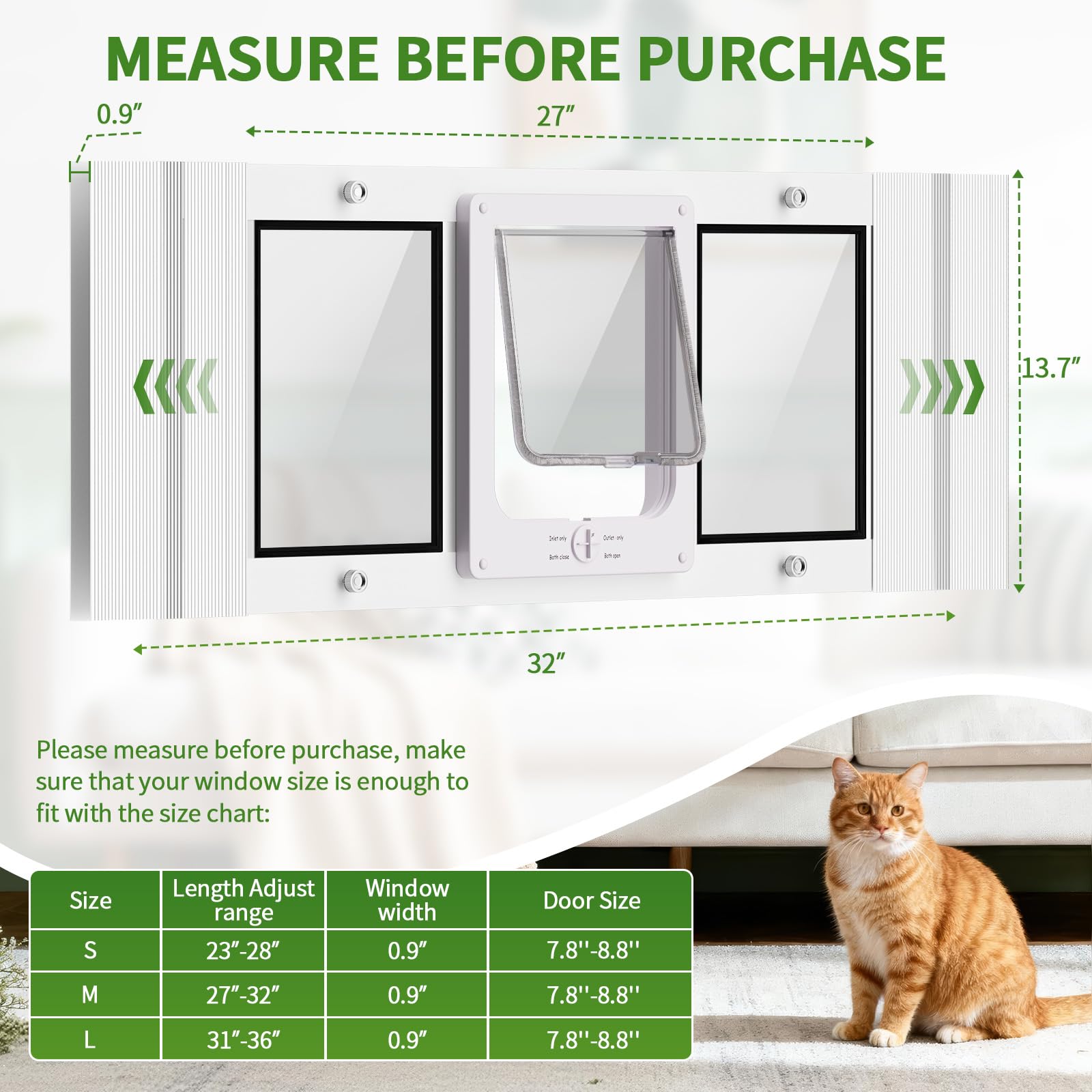 Zerzuo quick-fit window insert cat door supports easy installation and versatile use.