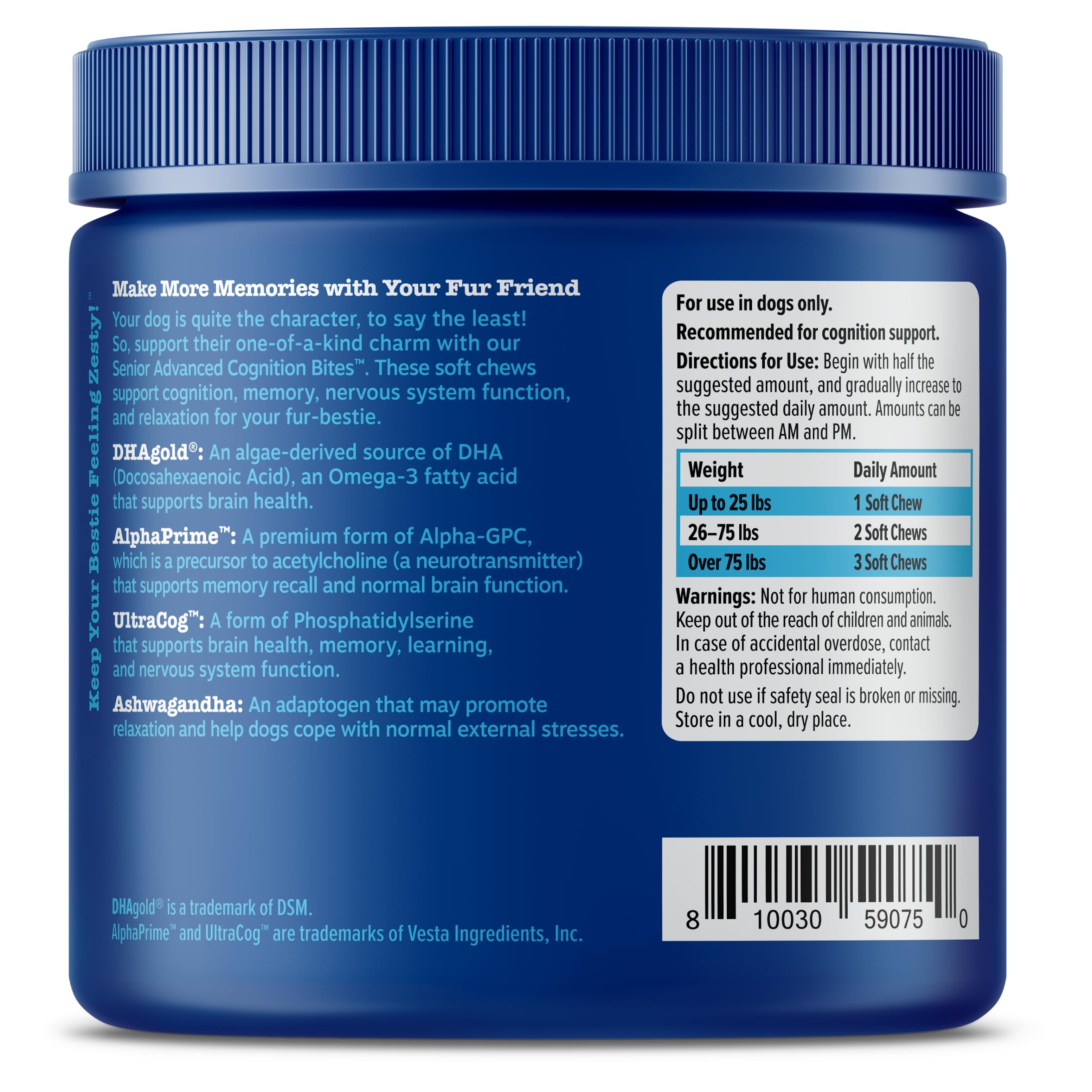 Zesty Paws Advanced Cognition Soft Chews Phosphatidylserine enhances nervous function