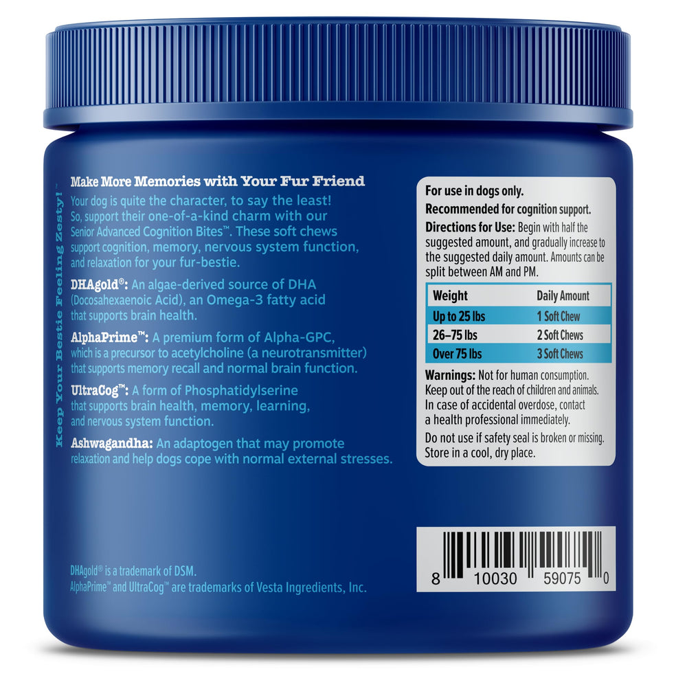 Zesty Paws Advanced Cognition Soft Chews Phosphatidylserine enhances nervous function