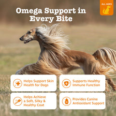 Zesty Paws AlaskOmega chews highlight EPA/DHA from wild pollock for wellness.