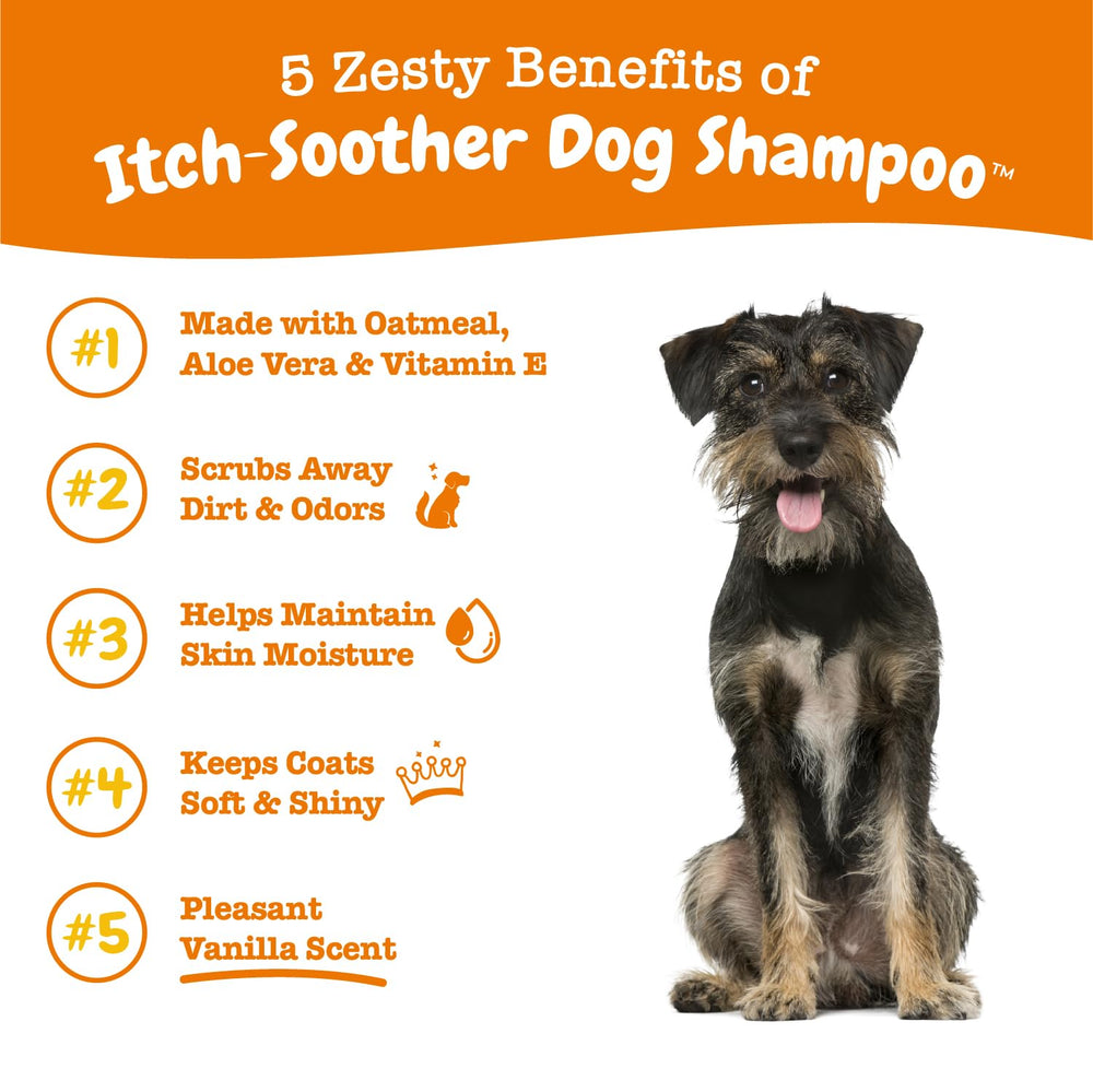 Zesty Paws Anti-Itch Shampoo foamy lather demonstrates easy cleansing and gentleness during bath