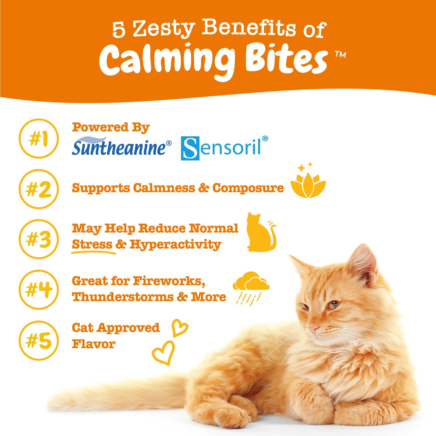 Zesty Paws Calming Chews cat Suntheanine ingredient supports relaxation