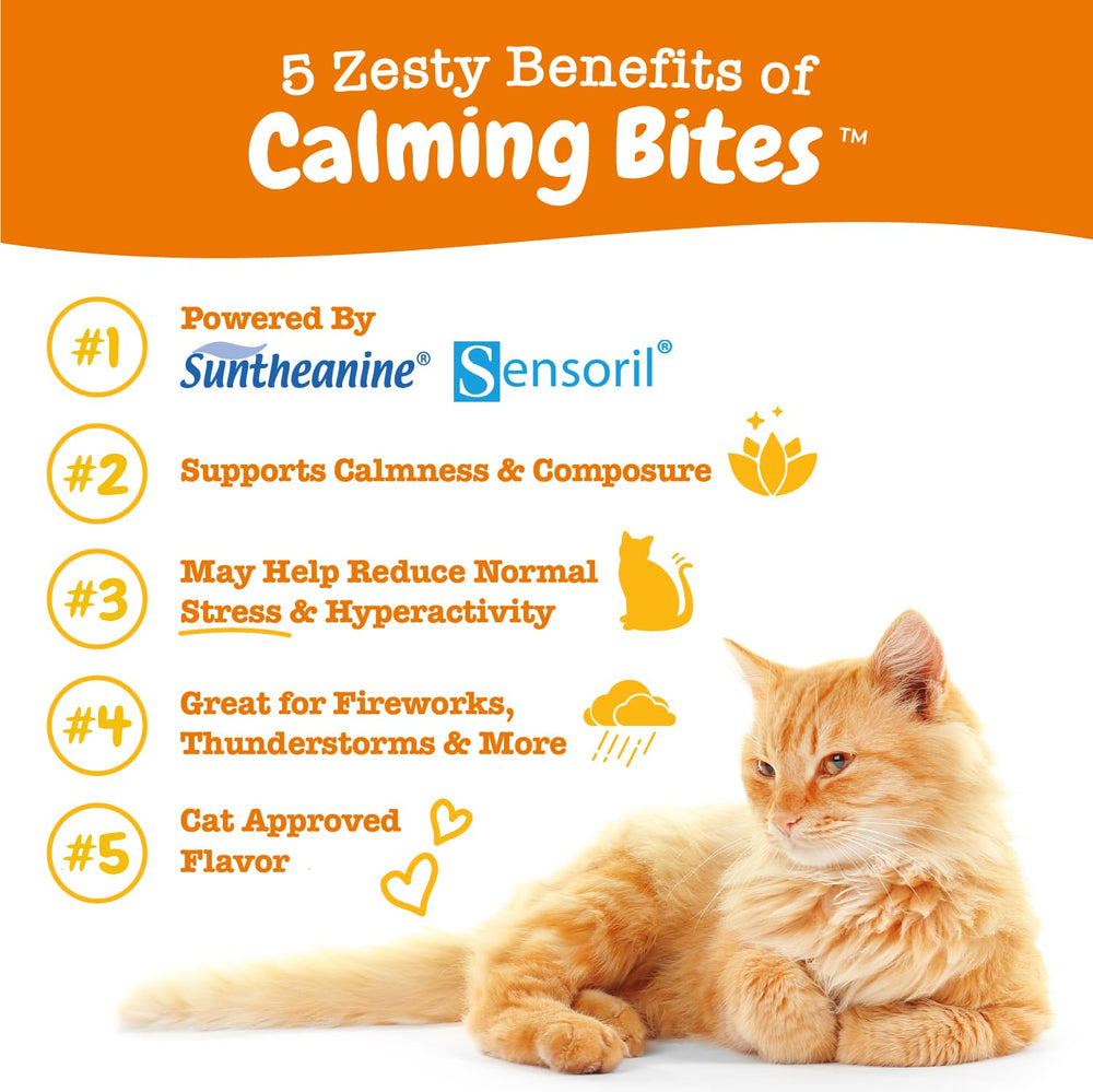 Zesty Paws Calming Chews cat Suntheanine ingredient supports relaxation