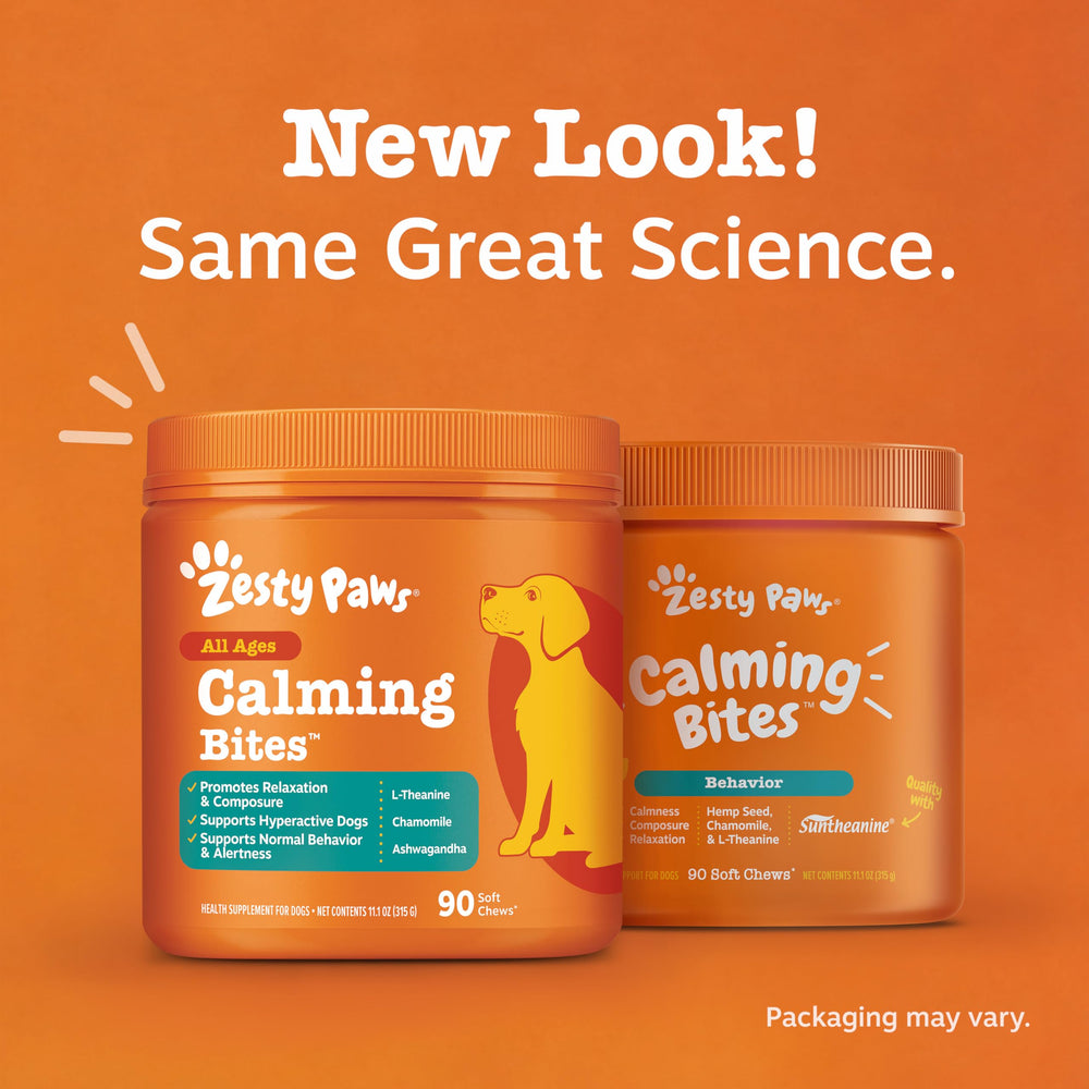 Zesty Paws Calming Chews endcap demonstrates separation readiness for busy households.