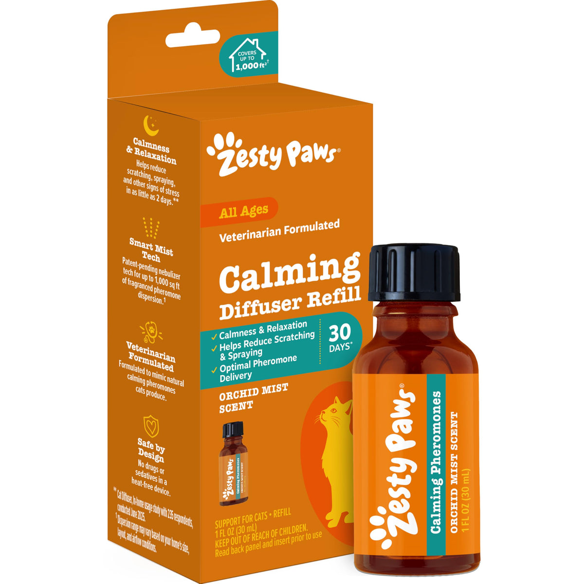 Zesty Paws cat calming diffuser starter kit plugged in to promote calm in a busy room