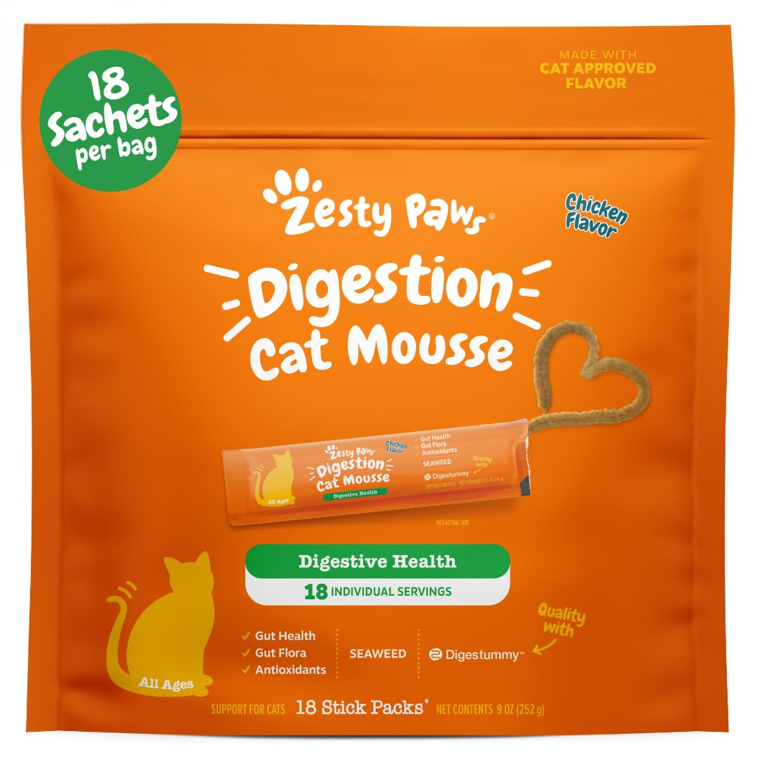 Zesty Paws Cat Mousse Squeezies puree tube for digestion support