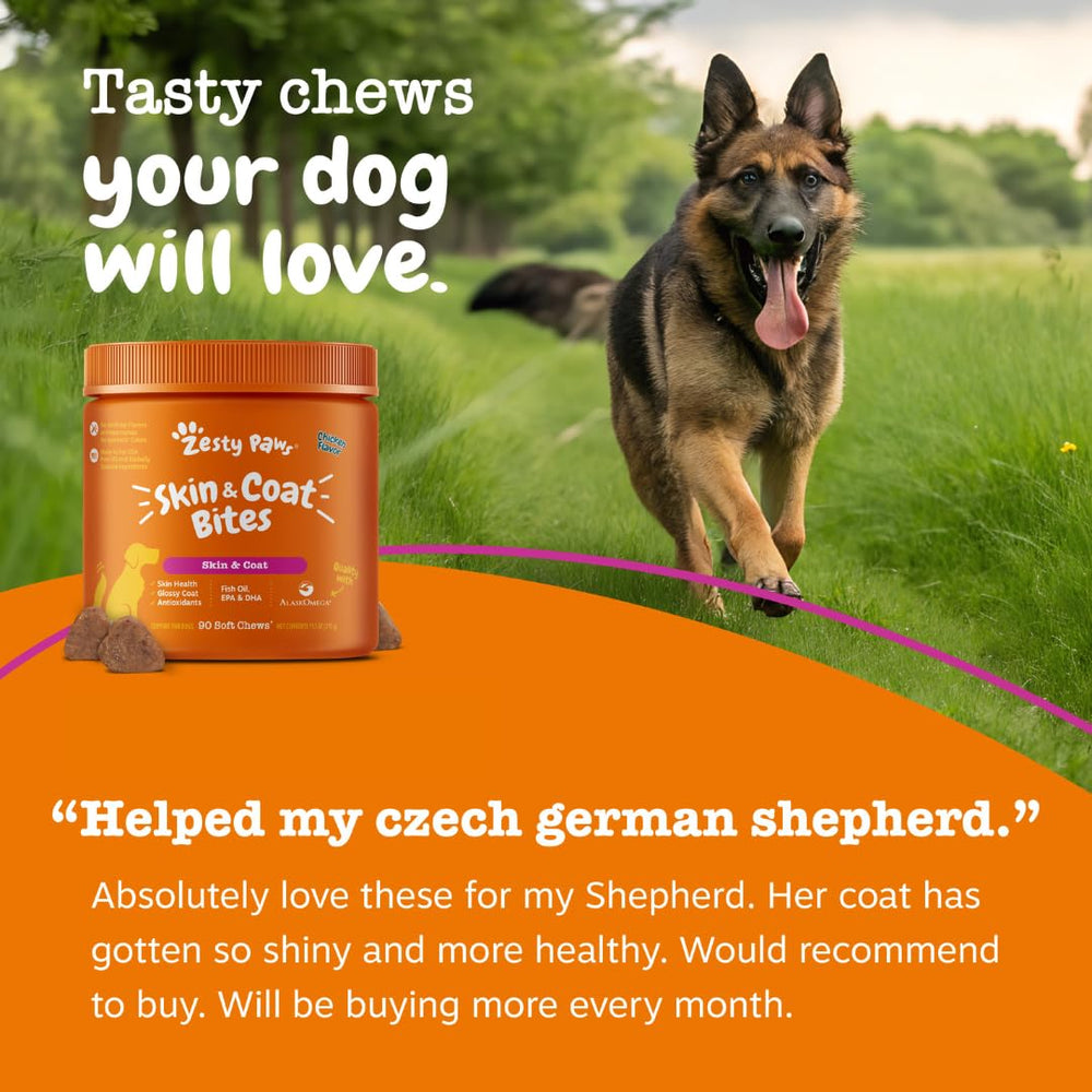Zesty Paws chicken flavor dog chews for palatable daily supplementation