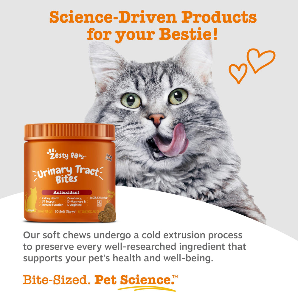 Zesty Paws Cranberry Urinary Bites InCRANable cranberry concentrate: antioxidant support for kidneys.
