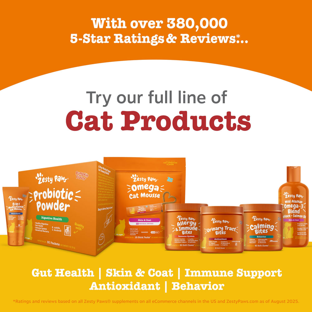 Zesty Paws Cranberry Urinary Bites soft chews: suitable for cats of all ages.