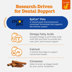 Zesty Paws Dental Bones with EpiCor Pets for gut and immune support.