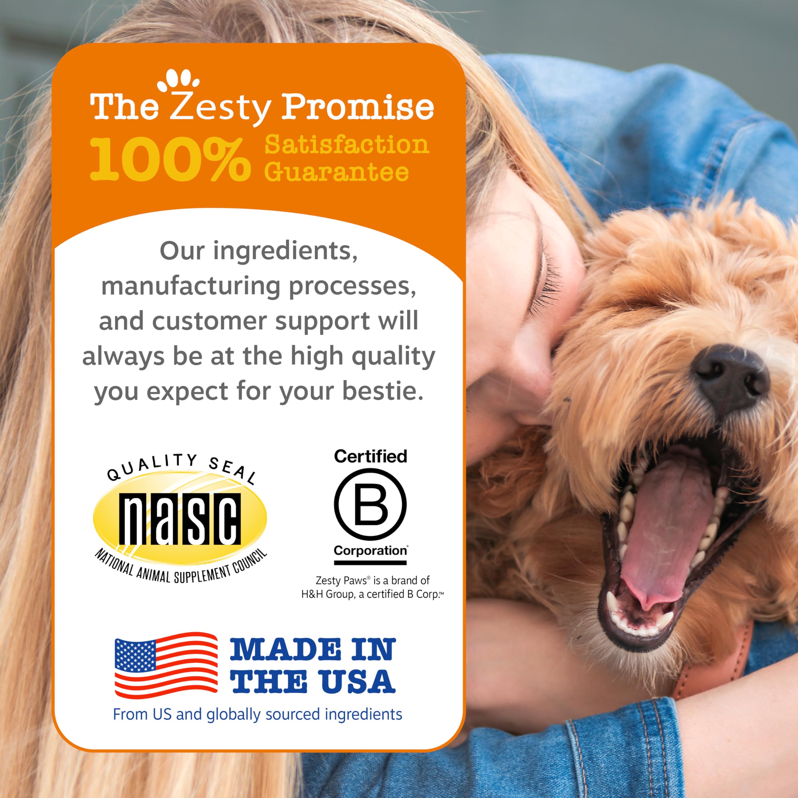 Zesty Paws dental bones providing skin and coat nutrition with Omega fatty acids.