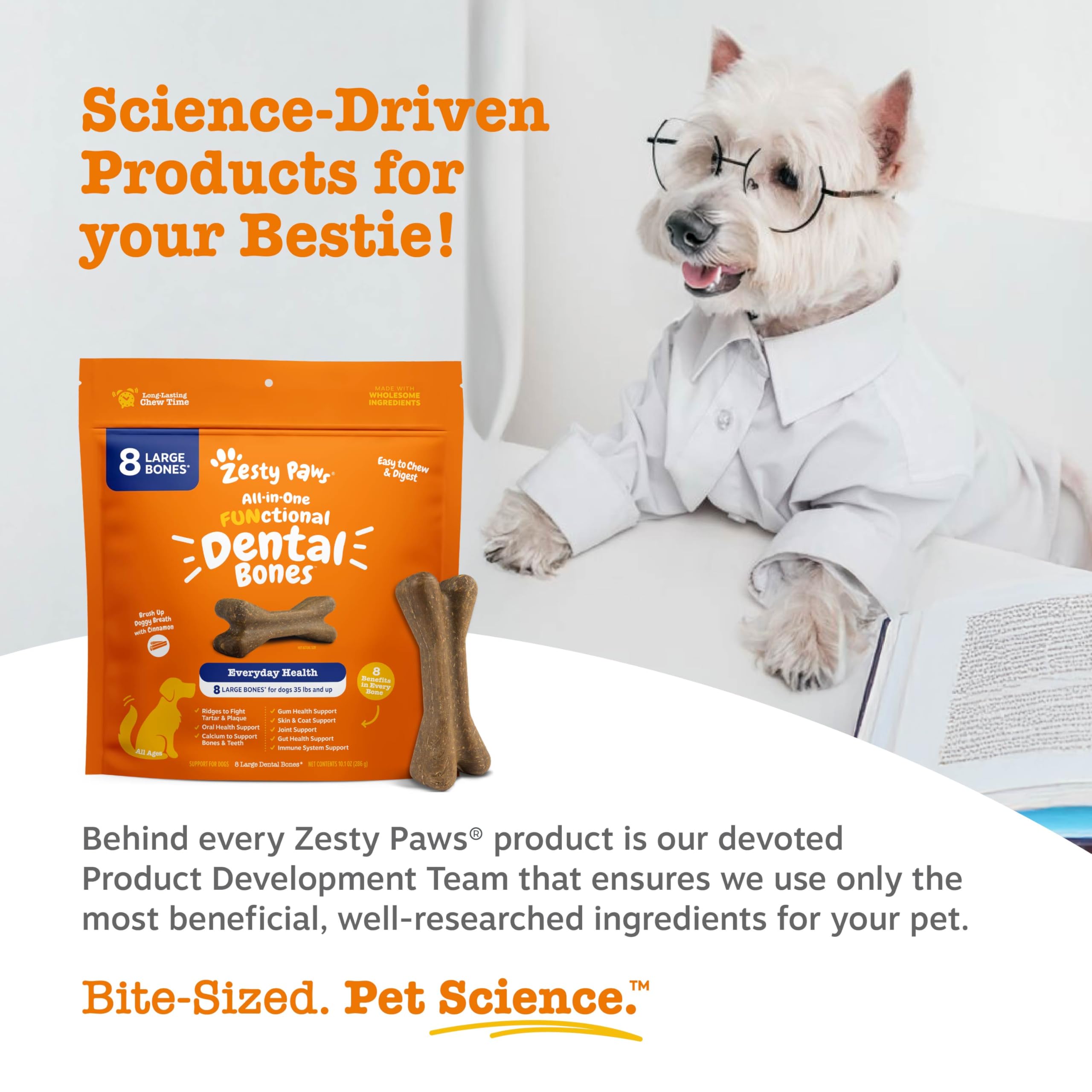 Zesty Paws skin and coat support from omega fatty acids chew.