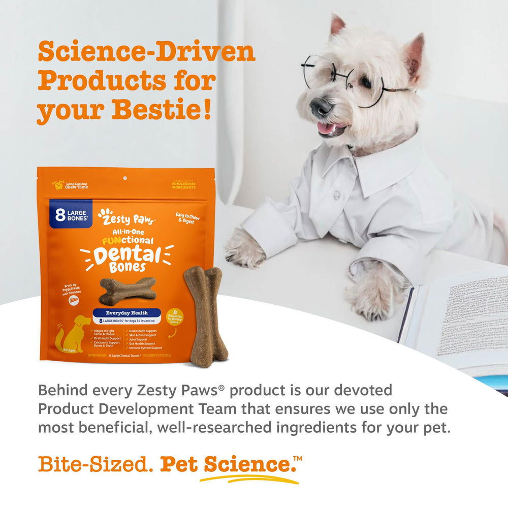 Zesty Paws skin and coat support from omega fatty acids chew.