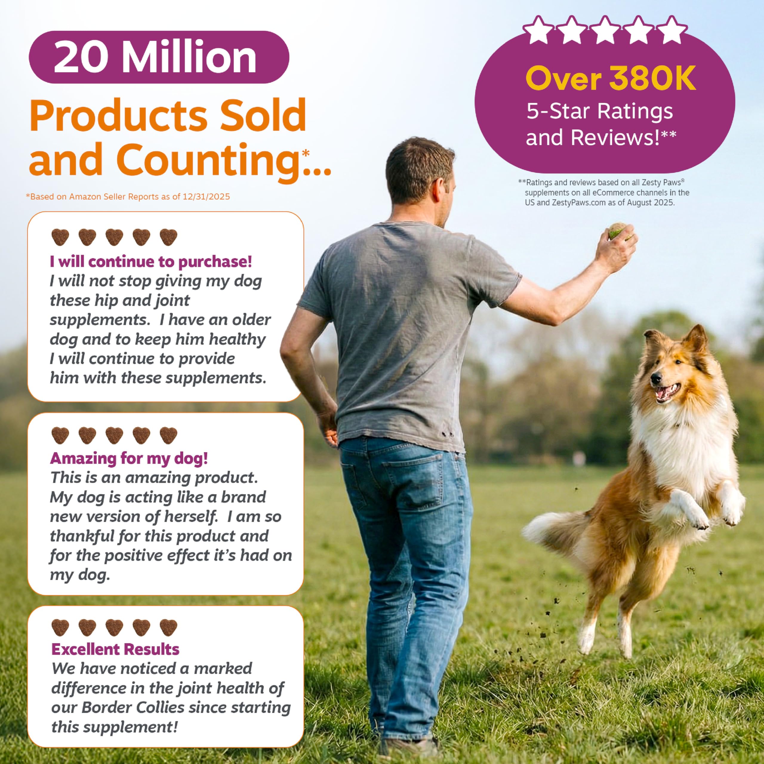 Zesty Paws dog chews in hand for easy administration