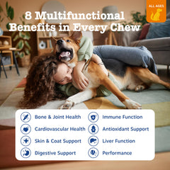 Zesty Paws dog multivitamin chew close-up showing texture for easy feeding.