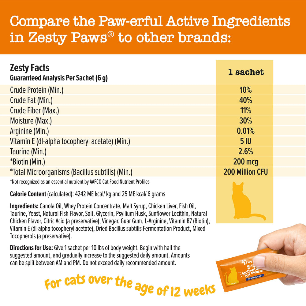 Zesty Paws Eight-in-One Mousse: heart-brain-eye health visual for cognitive support