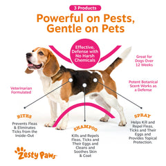 Close up of Zesty Paws Flea & Tick Chews with RepelGuard blend