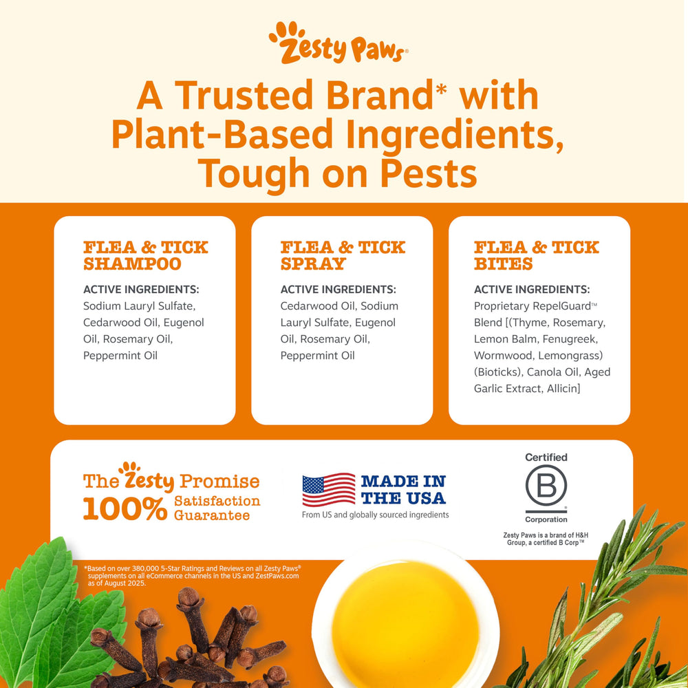 Product label on Zesty Paws kit showing natural ingredients